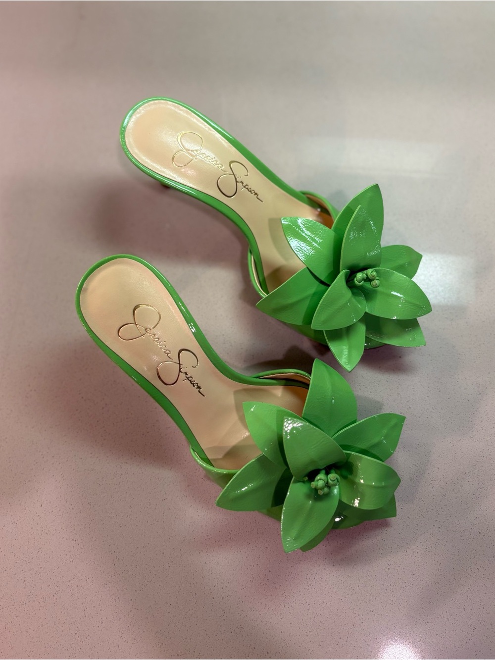Jessica Simpson•Percia Floral Mule Stiletto Heels – Lime Green Size 5 NWT